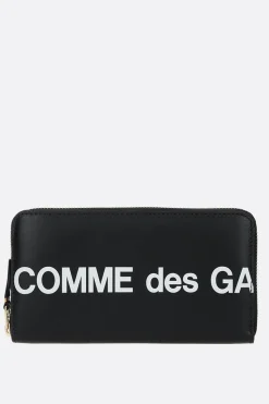 Portafogli>COMME DES GARÇONS WALLET portafogli zip-around in pelle liscia stampa logo Nero