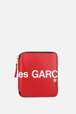 Portafogli>COMME DES GARÇONS WALLET portafogli zip-around small in pelle liscia stampa logo Rosso