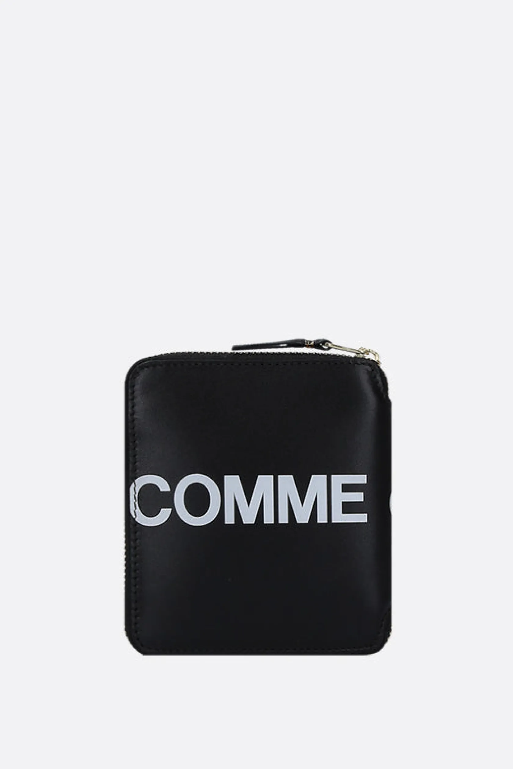Portafogli>COMME DES GARÇONS WALLET portafogli zip-around small in pelle liscia stampa logo Nero