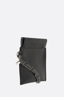 Piccola Pelletteria>DISCORD YOHJI YAMAMOTO portamonete in pelle liscia con catena Nero