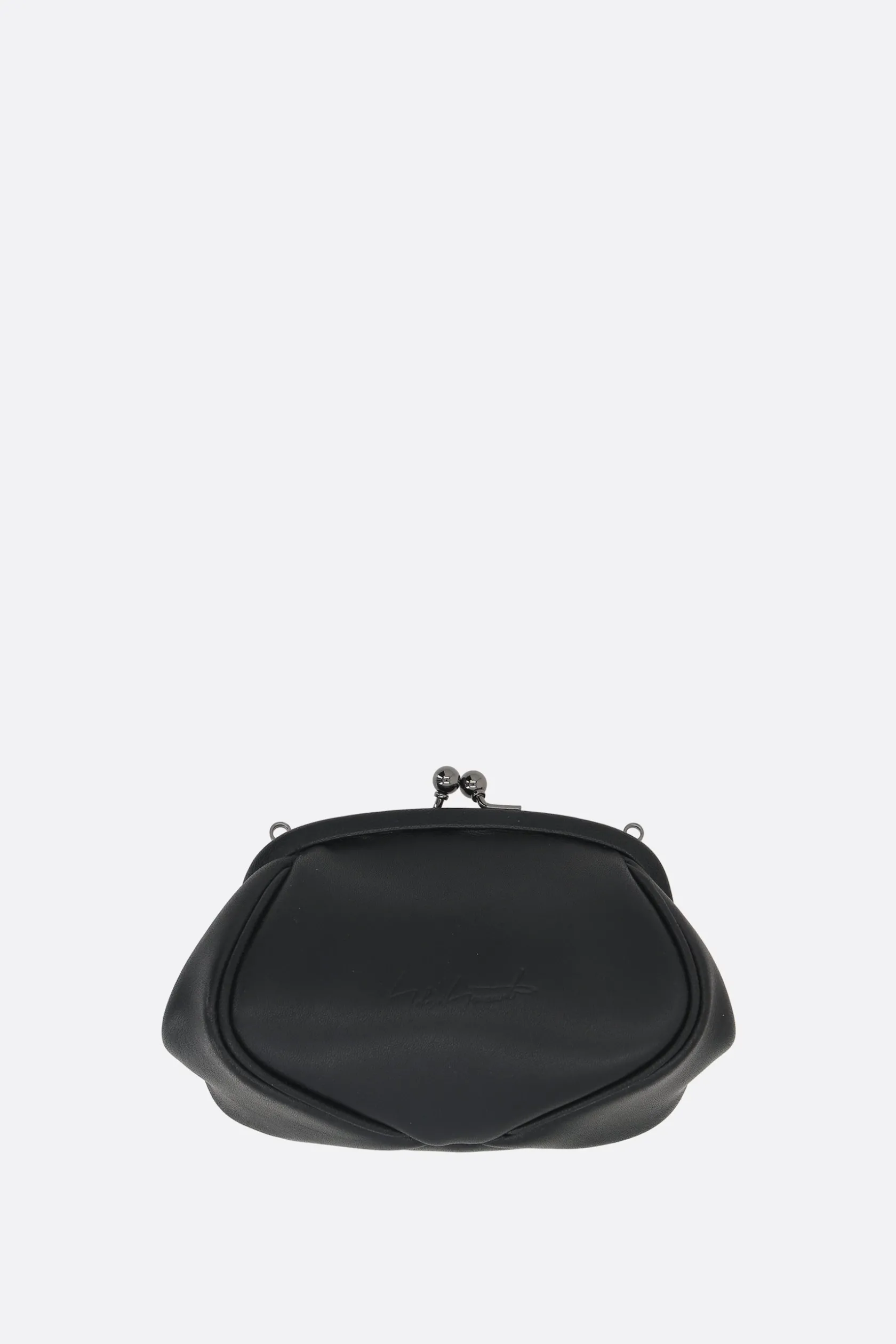Borse A Tracolla>DISCORD YOHJI YAMAMOTO pouch Double Clasp in pelle liscia Nero