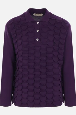Topwear>NAMACHEKO pullover a polo Bird Feather in lana Viola