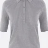Topwear>ACNE STUDIOS pullover a polo in seta a coste Grigio