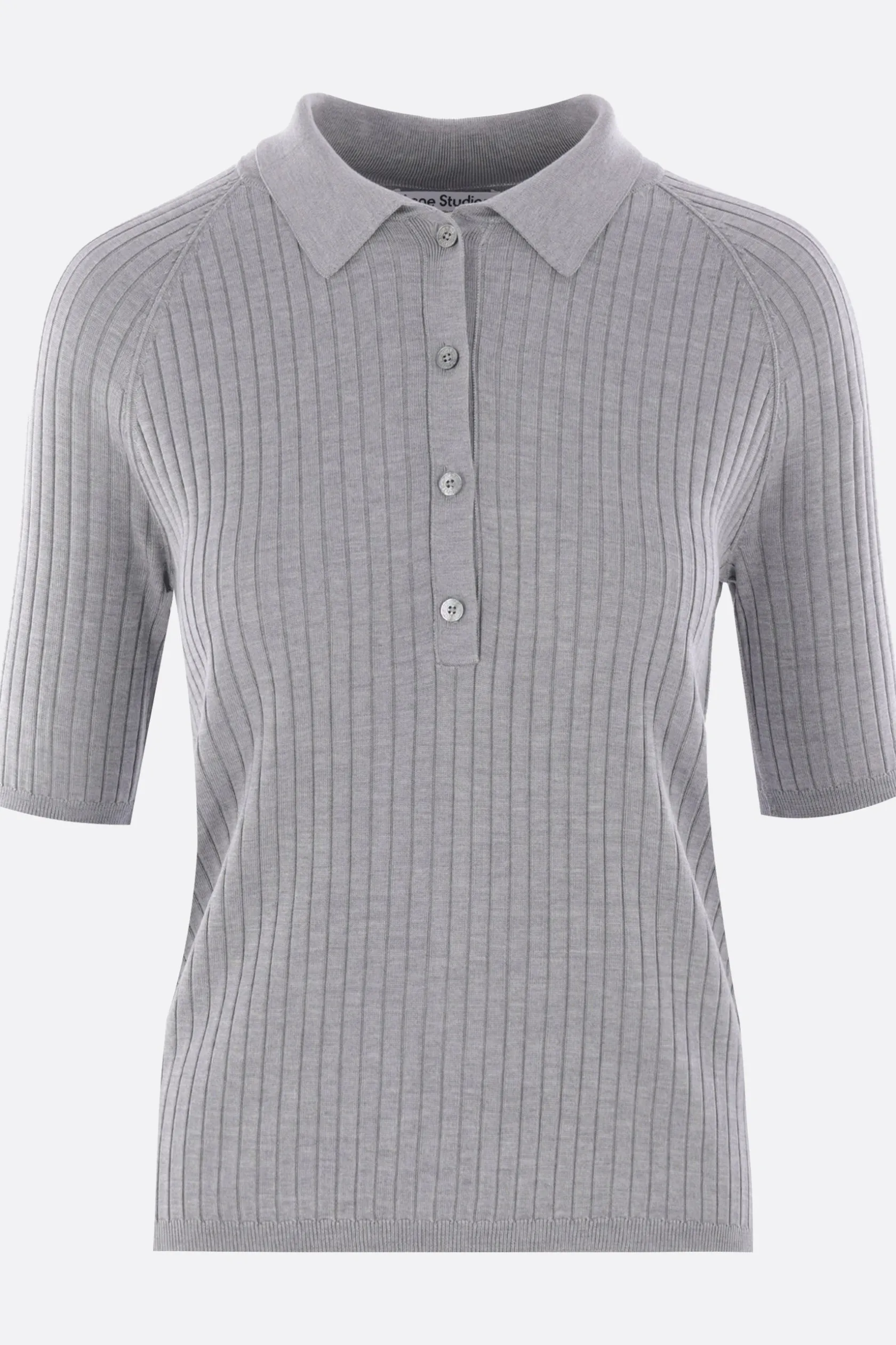 Topwear>ACNE STUDIOS pullover a polo in seta a coste Grigio