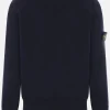 Topwear>STONE ISLAND pullover in cotone con badge logo Blu