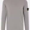 Topwear>STONE ISLAND pullover in cotone con badge logo Blu