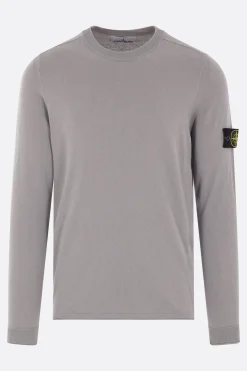Topwear>STONE ISLAND pullover in cotone con badge logo Blu