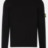 Topwear>STONE ISLAND pullover in cotone con badge logo Nero