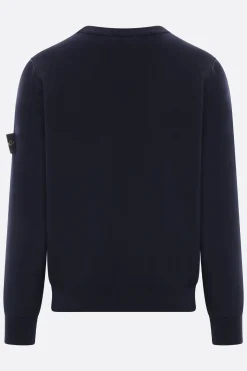 Topwear>STONE ISLAND pullover in cotone con badge logo Blu