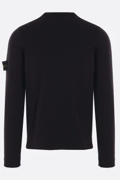 Topwear>STONE ISLAND pullover in cotone con badge logo Blu