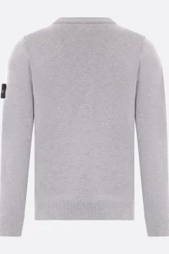 Topwear>STONE ISLAND pullover in cotone con badge logo Grigio