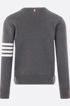 Topwear>THOM BROWNE pullover in cotone punto Milano Grigio