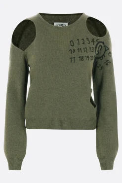 Topwear>MM6 pullover in misto lana con cut-out Verde