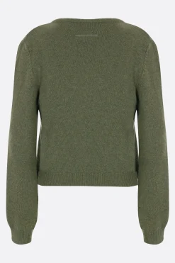Topwear>MM6 pullover in misto lana con cut-out Verde