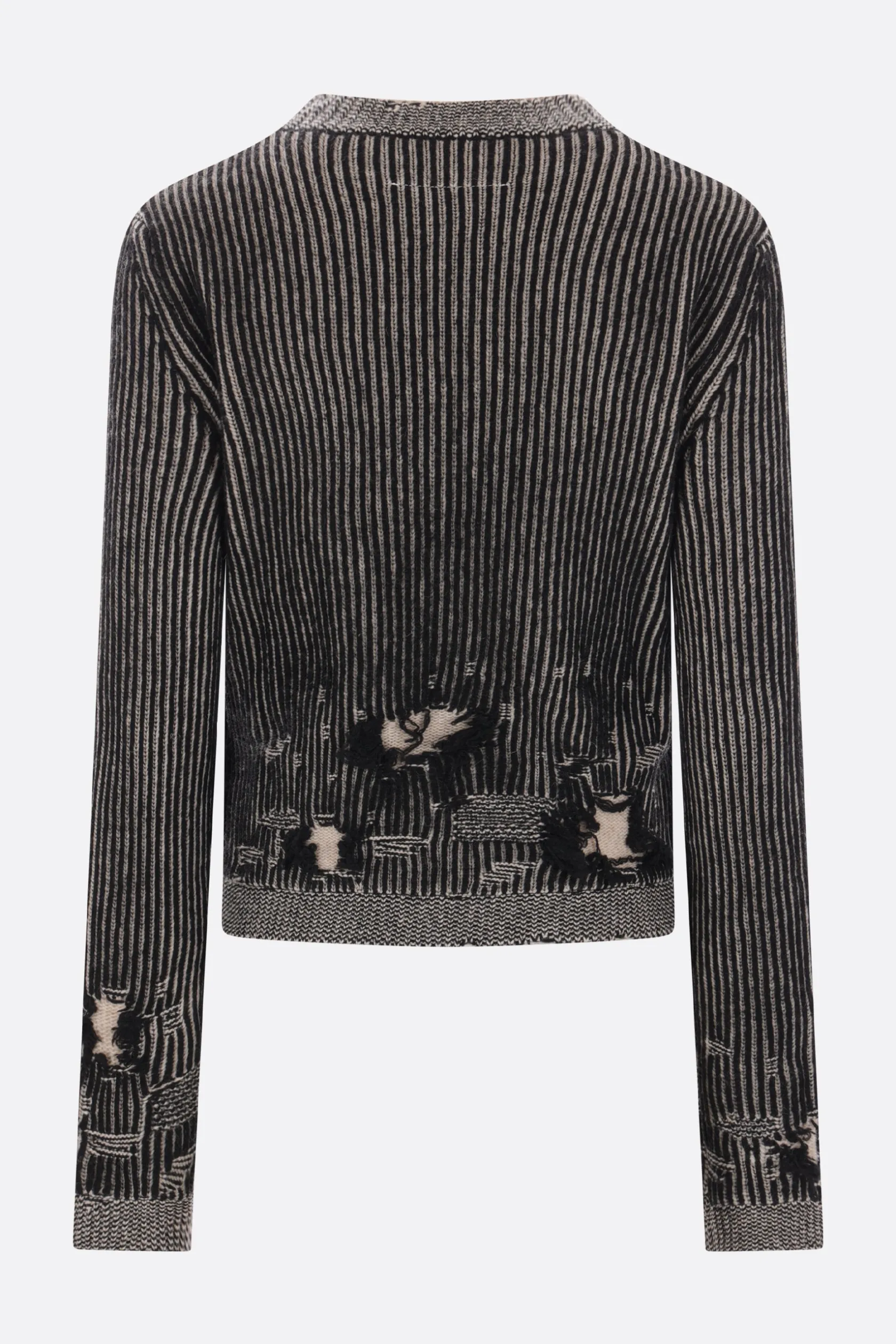 Topwear>MM6 pullover in misto lana effetto sdrucito Nero