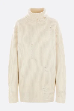 Topwear>ANN DEMEULEMEESTER pullover oversize Tone in lana a coste Bianco