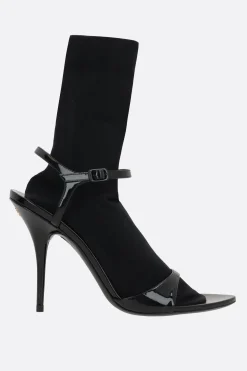 Sandali>BALENCIAGA sandalo Avenue Sock in vernice e maglia Nero