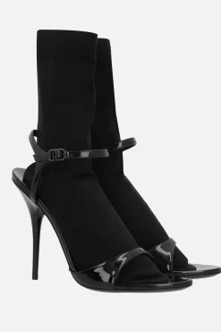 Sandali>BALENCIAGA sandalo Avenue Sock in vernice e maglia Nero