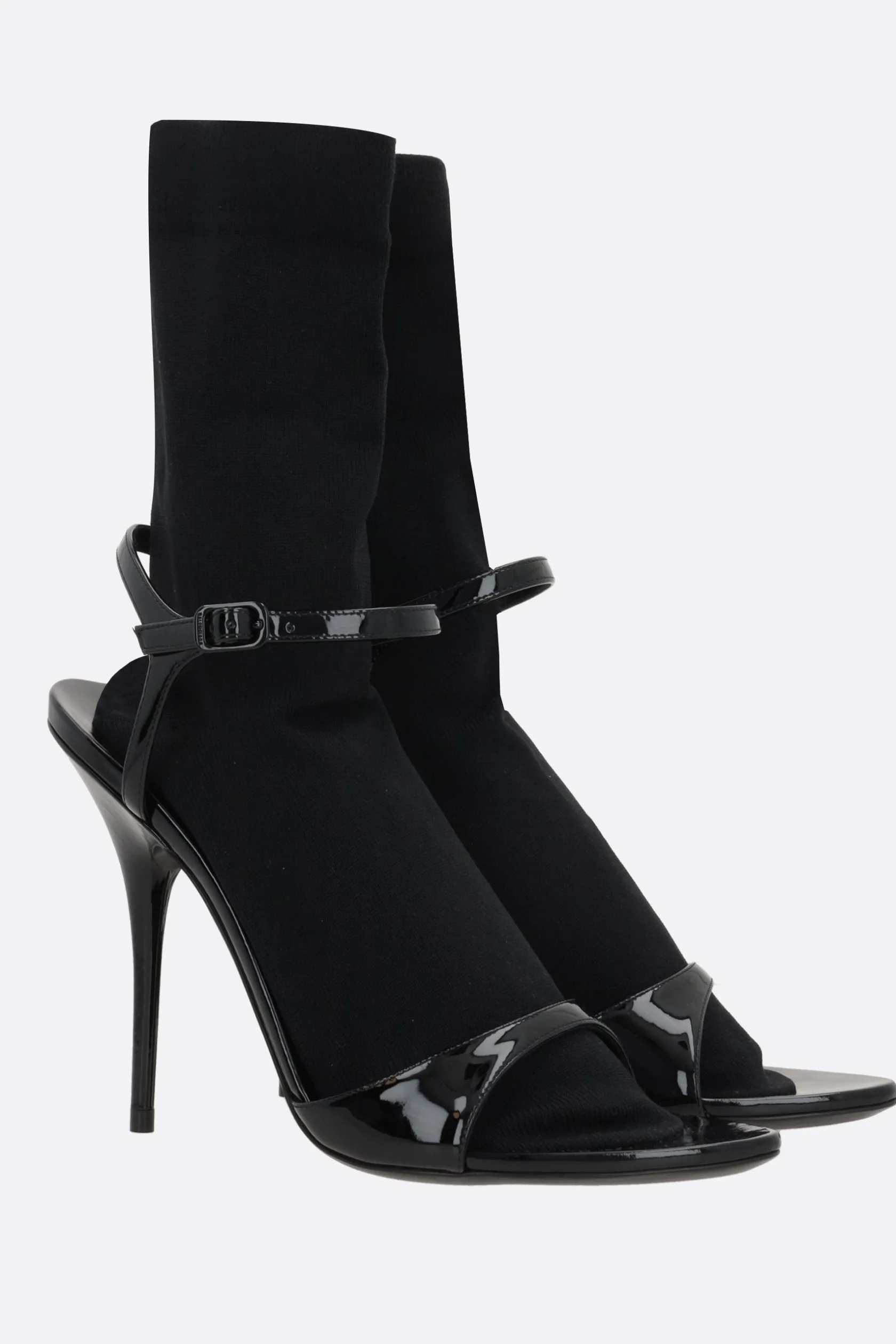 Sandali>BALENCIAGA sandalo Avenue Sock in vernice e maglia Nero