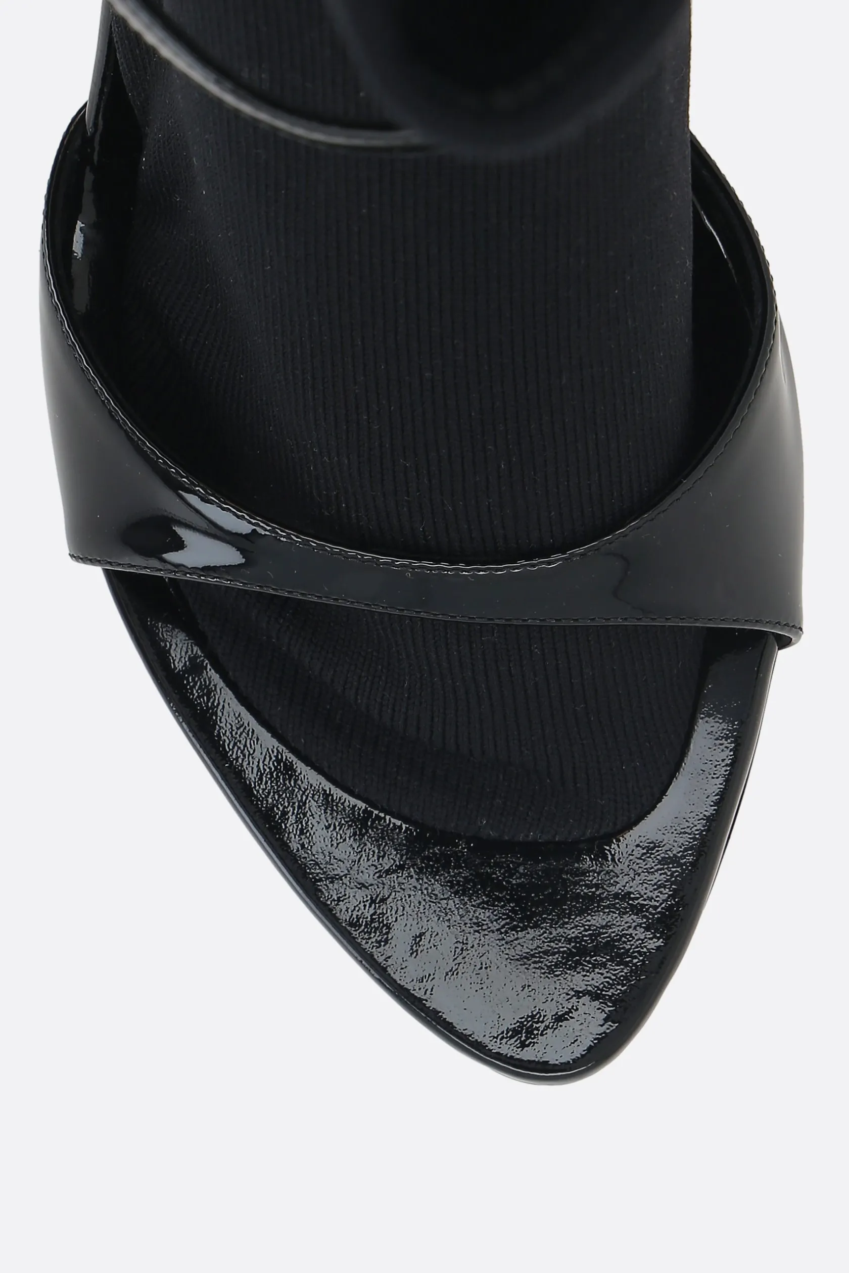 Sandali>BALENCIAGA sandalo Avenue Sock in vernice e maglia Nero