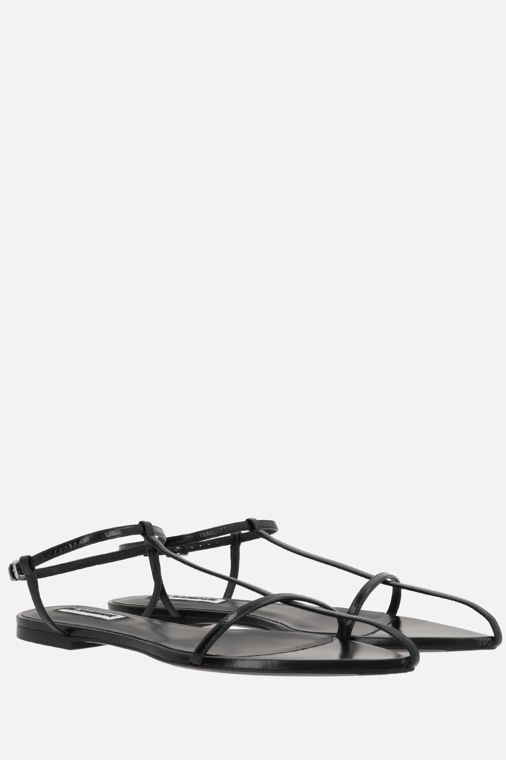 Sandali>JIL SANDER sandalo flat in pelle effetto Paper Nero