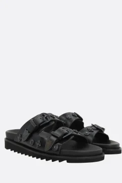 Sandali Flat>TOGA VIRILIS sandalo flat in pelle liscia con borchie Nero