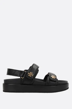 Sandali>TORY BURCH sandalo flat Kira in pelle martellata Nero