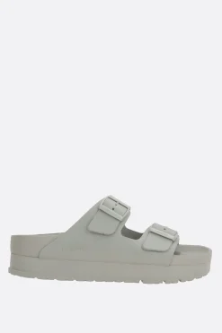 Sandali>BIRKENSTOCK sandalo platform Arizona PAP Flex in pelle liscia (Narrow Fit) Grigio