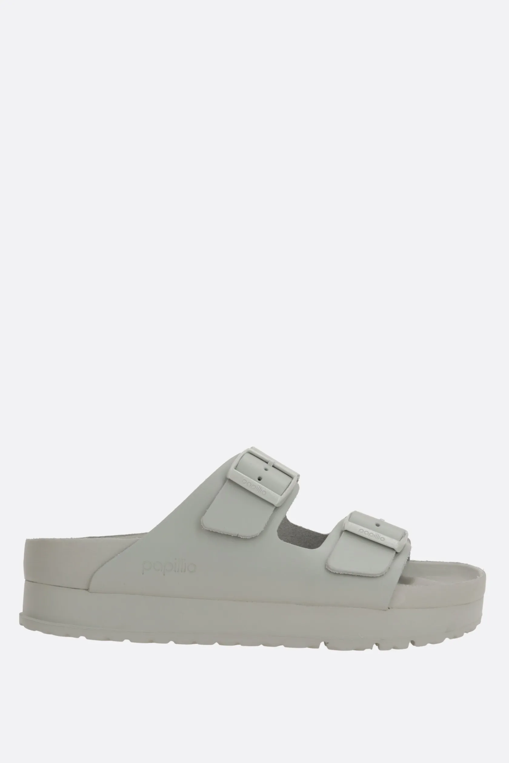 Sandali>BIRKENSTOCK sandalo platform Arizona PAP Flex in pelle liscia (Narrow Fit) Grigio