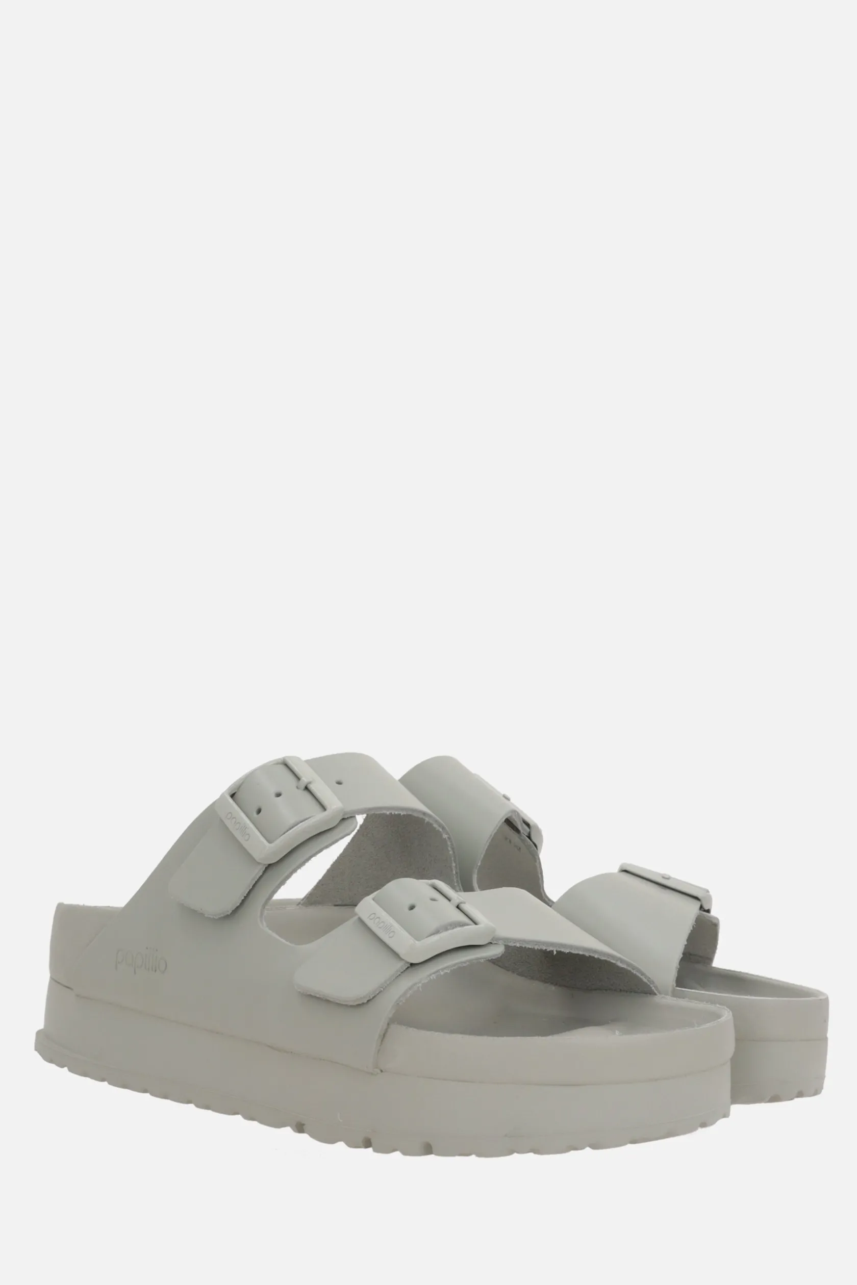 Sandali>BIRKENSTOCK sandalo platform Arizona PAP Flex in pelle liscia (Narrow Fit) Grigio