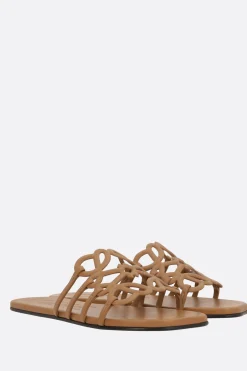 Sandali>LOEWE sandalo slide Anagram Petal in pelle liscia Marrone