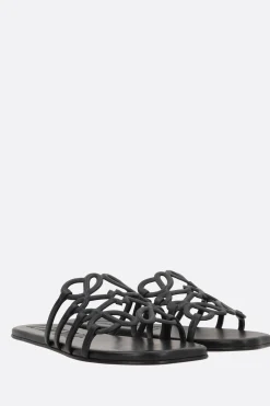 Sandali>LOEWE sandalo slide Anagram Petal in pelle liscia Nero