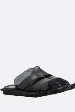 Sandali>YOHJI YAMAMOTO sandalo slide in pelle liscia e mesh Nero