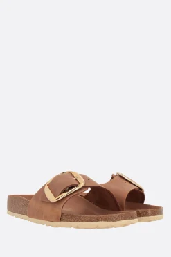 Sandali>BIRKENSTOCK sandalo slide Madrid Big Buckle in pelle oliata (Narrow Fit) Marrone