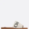 Sandali>CHLOÉ sandalo slide Woody in canvas Bianco