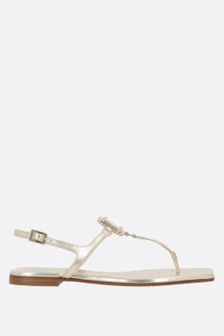 Sandali>ROGER VIVIER sandalo Viv' By The Sea in pelle laminata Oro