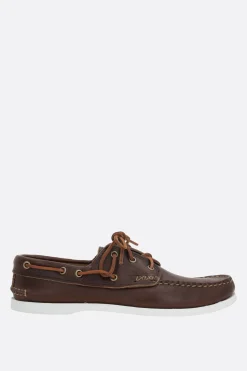 Scarpe Stringate>YUKETEN scarpa da barca in pelle liscia Marrone