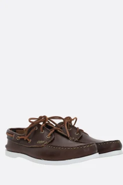 Scarpe Stringate>YUKETEN scarpa da barca in pelle liscia Marrone