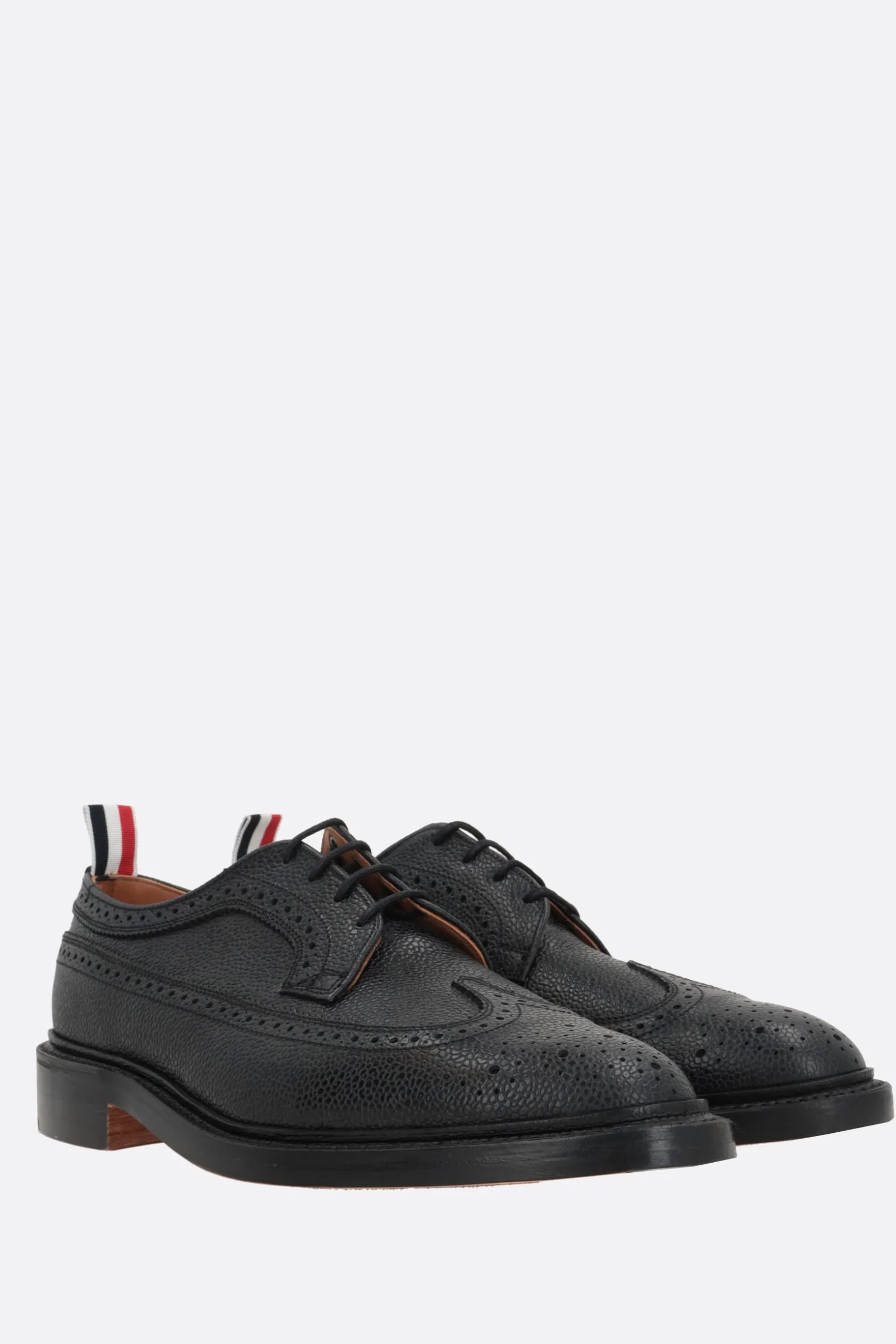 Scarpe Stringate>THOM BROWNE scarpa derby in pelle pebble grain Nero