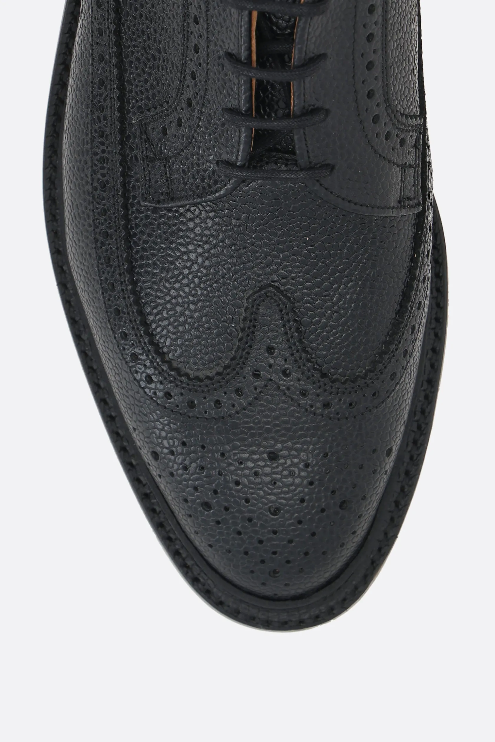 Scarpe Stringate>THOM BROWNE scarpa derby in pelle pebble grain Nero