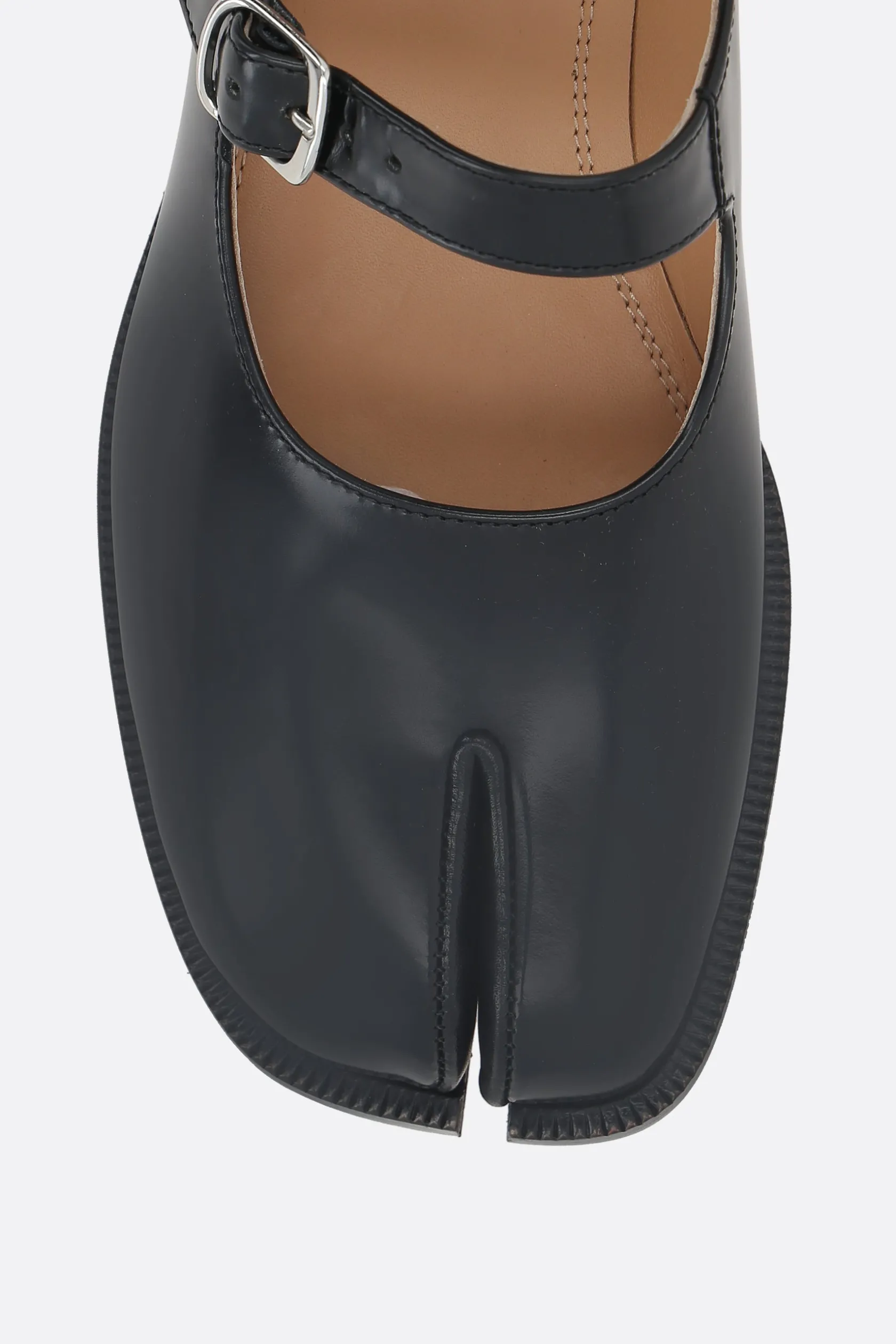 Scarpe Basse>MAISON MARGIELA scarpa mary-jane Tabi in pelle liscia Nero