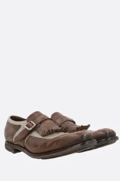 Scarpe Stringate>CHURCH'S scarpa monk Shanghai in pelle vintage e canvas Marrone