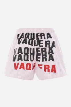 Pantaloni>VAQUERA shorts in cotone a righe con stampa Rosa