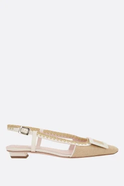 Décolletés E Slingbacks>ROGER VIVIER slingback Belle Vivier in canvas Bianco