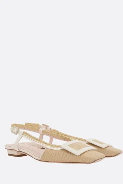 Décolletés E Slingbacks>ROGER VIVIER slingback Belle Vivier in canvas Bianco