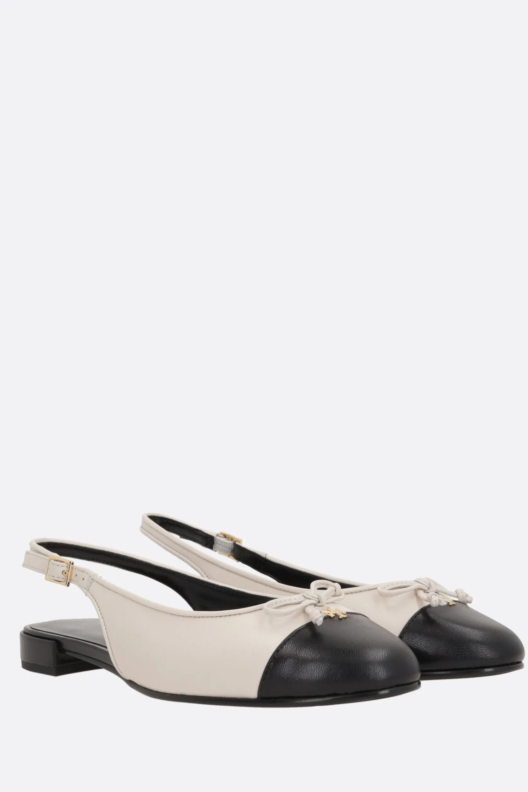 Décolletés E Slingbacks>TORY BURCH slingback flat in nappa bicolore Neutro