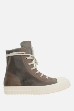 Sneakers>RICK OWENS sneaker high-top Vintage in pelle vintage Marrone