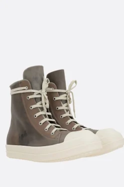 Sneakers>RICK OWENS sneaker high-top Vintage in pelle vintage Marrone