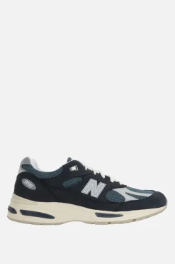 Sneakers>NEW BALANCE sneaker Made in UK 991v2 in mesh e nabuk Blu