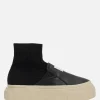 Sneakers>MM6 sneaker pull-on in pelle e maglia stretch Nero